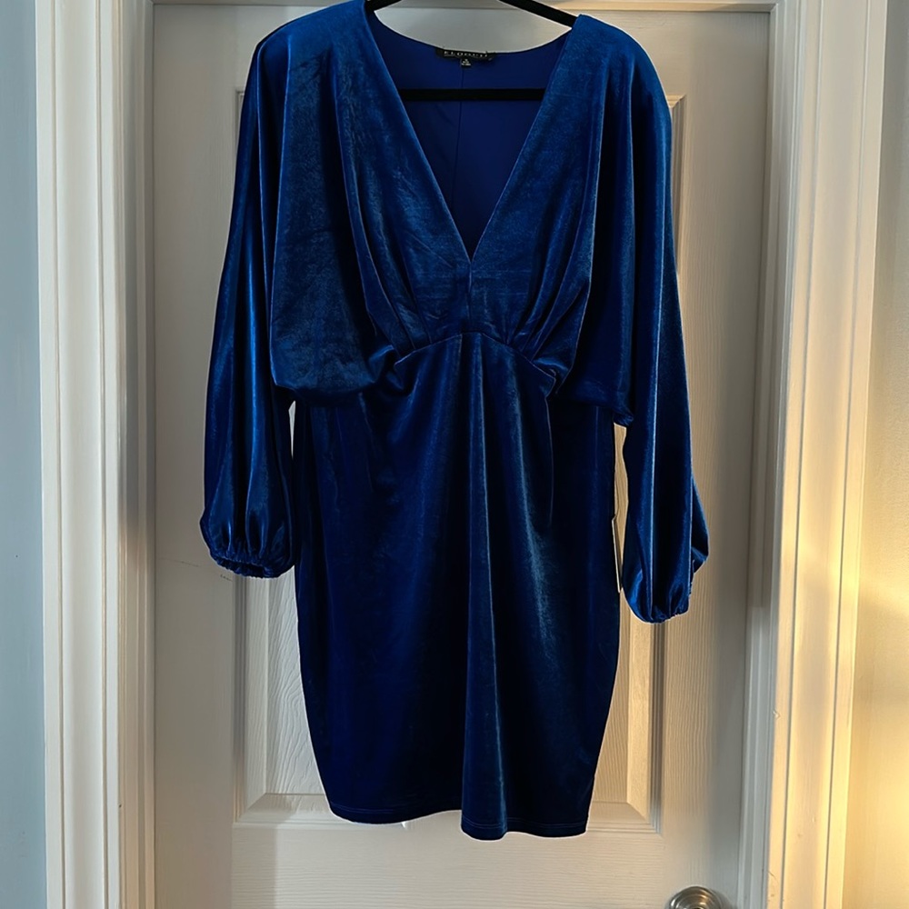 ELOQUII blue velvet dress